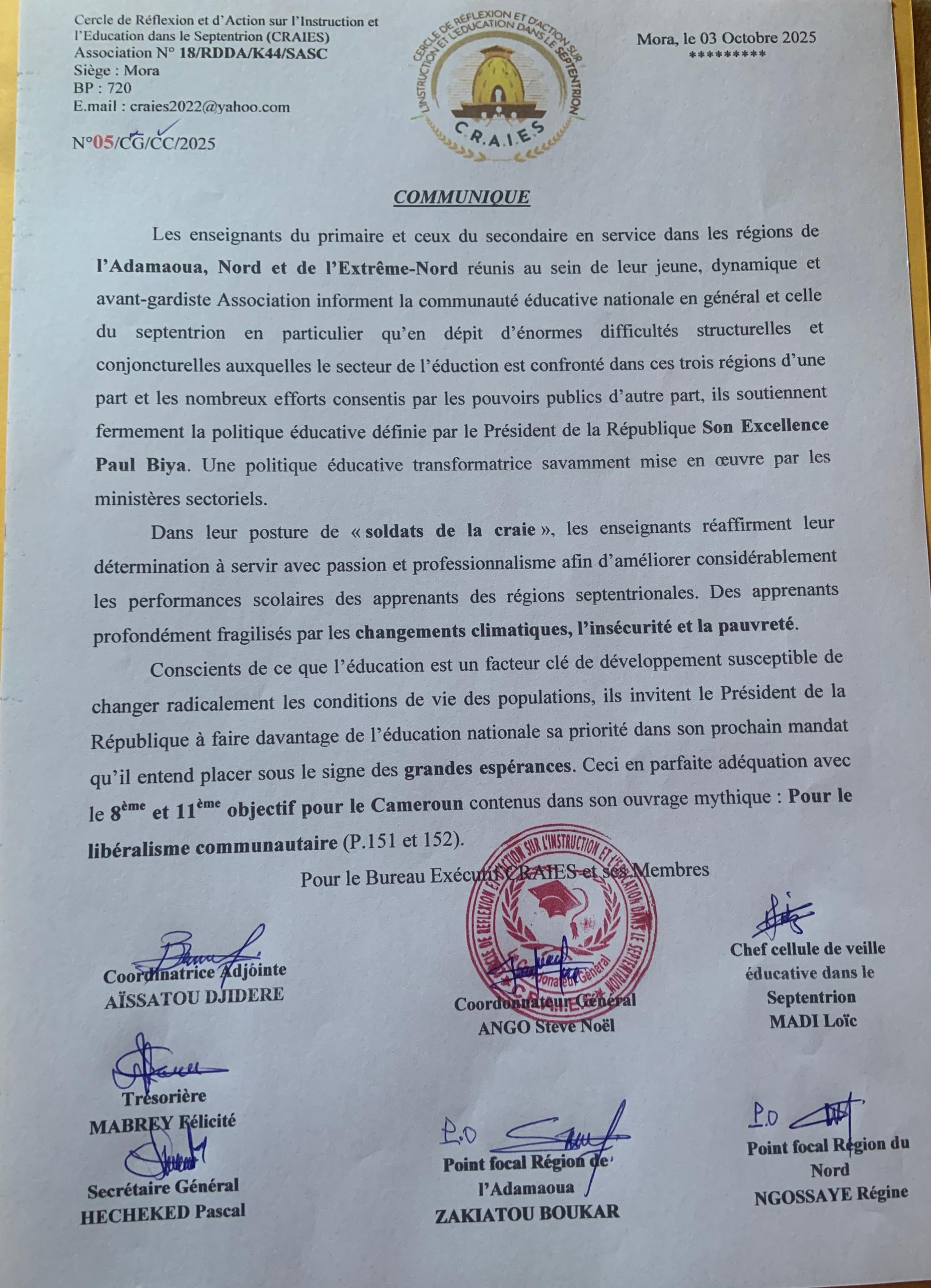 Présidentielle 2025 : les “Soldats de la Craies” disent Oui à Paul Biya !